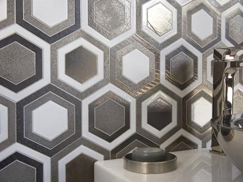 Walker Zanger Stardust Glam Cosmos Natural Stone in a Crackle/Gloss/Metallic Finish