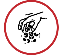 Hand sprinkling toppings for pizza icon graphic