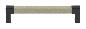 gray faux leather pull handle with black