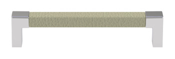 beige faux leather pull handle with chrome