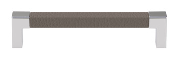 gray faux leather pull handle with chrome