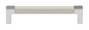 white faux leather pull handle with chrome