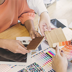 designer and client making final selections