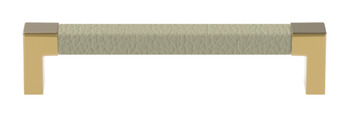 beige faux leather pull handle with gold