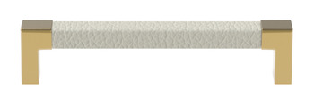 white faux leather pull handle with gold