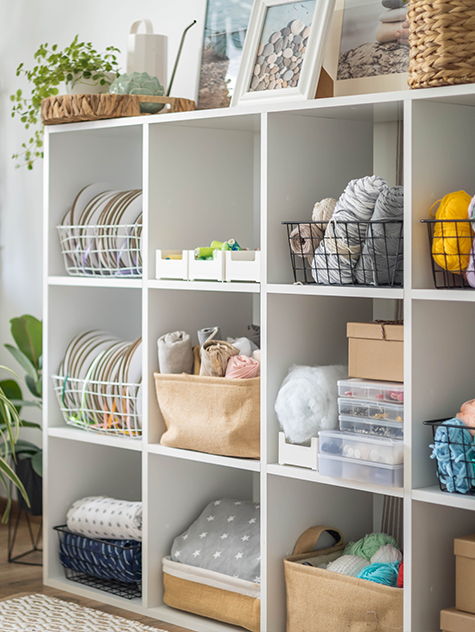 home office desk and shelfs