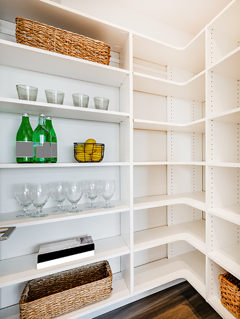 organized kitchen pantry shelves