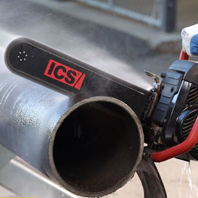 ICS chainsaw cutting pipe