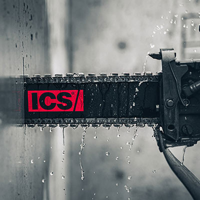 ICS chainsaw cutting steel