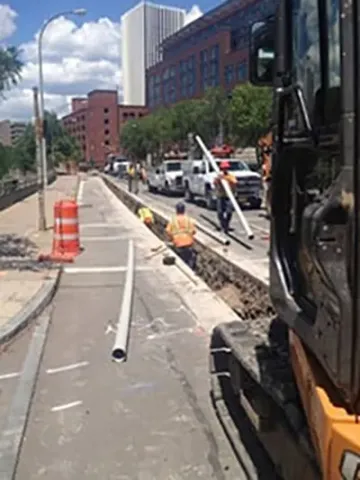 Installation of over 5,000 ft. of 2" & 4" PVC conduit in the City of Rochester, NY.