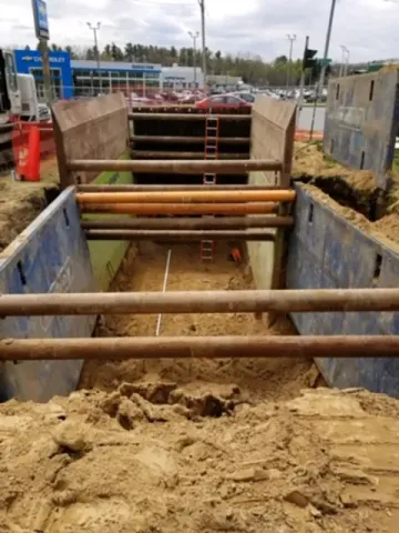 Installing a new electrical duct bank as part of a RG&E upgrade in East Rochester, NY.