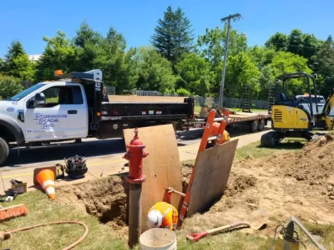 Fire hydrant replacement at Hillside Children's Center in Scottsville, NY.