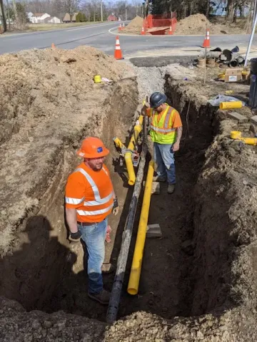 Building a 4" tie-in piece on Shoecraft Rd. in Webster, NY.