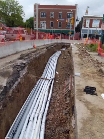 Moving phone lines on Dewey Ave. in Rochester, NY.
