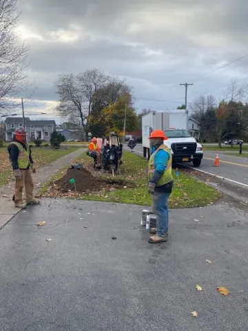 Installing 21,000 ft. of fiber optic for a neighborhood in Penfield, NY.