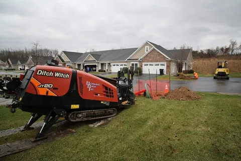 Laying fiber in Penfield, NY.