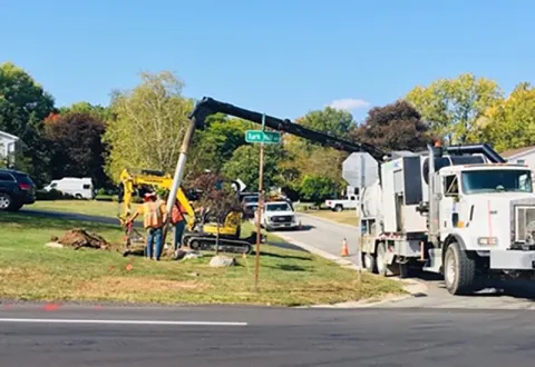 Exposing damaged electrical lines in Fairport, NY.