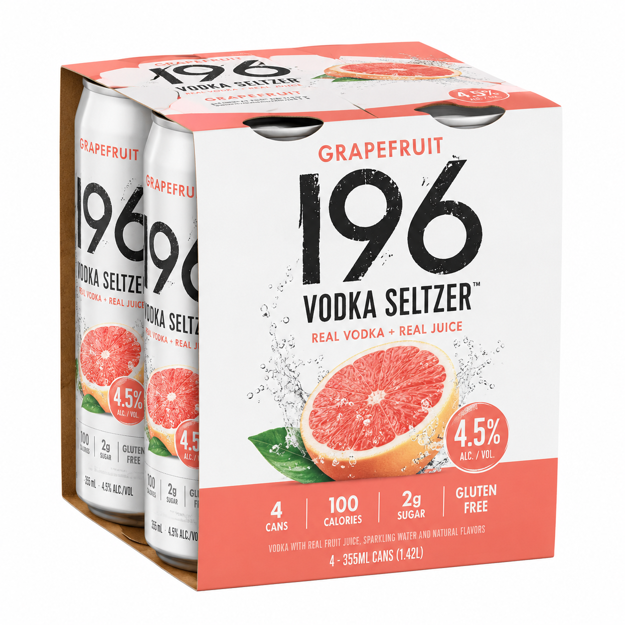 -196 Vodka Seltzer Grapefruit 4pk 12oz Cans