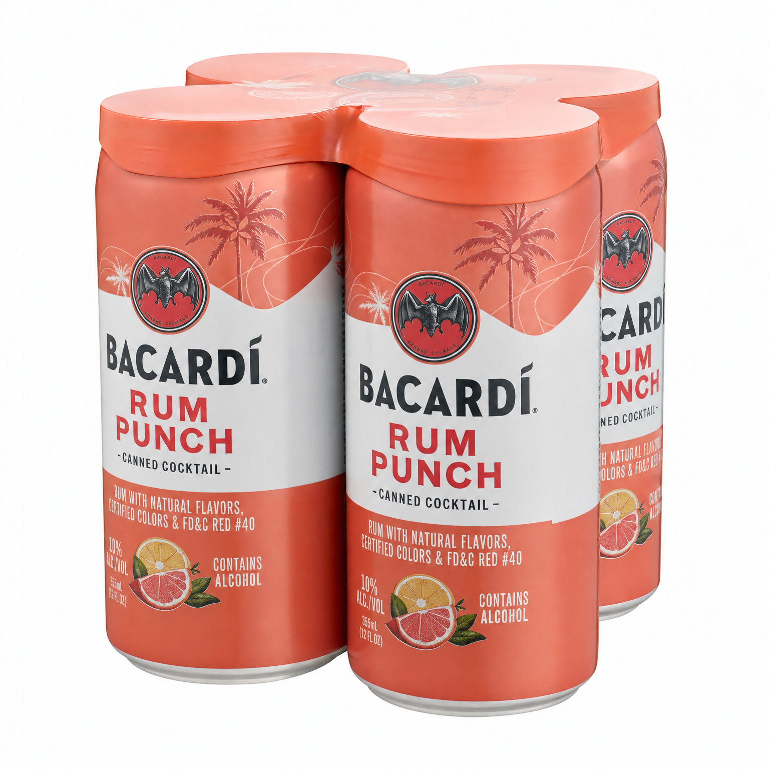 Bacardi Rum Punch Canned Cocktail 4 Pack 4 x 355ml