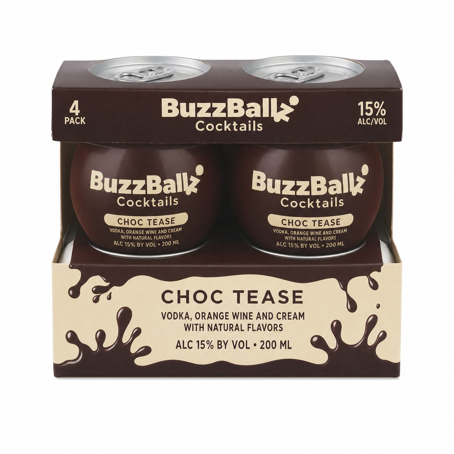 BuzzBallz Choc Tease 4 Pack 4 x 200ml