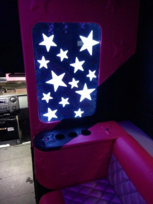 love pink limo bus stars inside