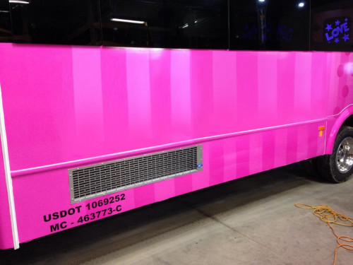 love pink limo bus exterior
