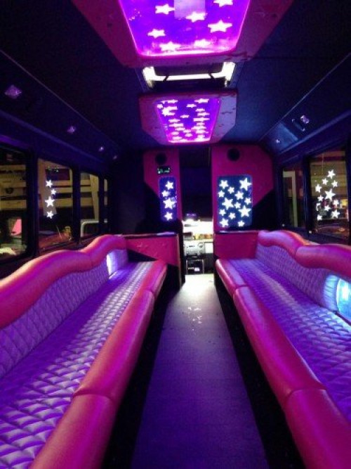 love pink limo bus interior seating dark