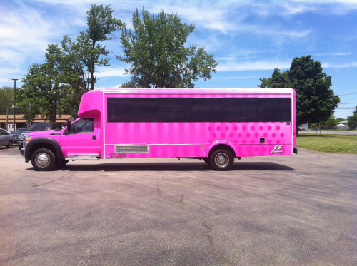 love pink limo bus