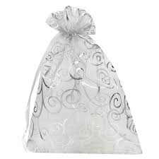 Gift Bags Large Silver Swirls