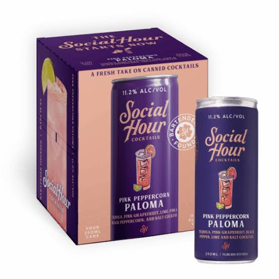 Social Hour Pacific Spritz Peppery Paloma 4pk-250ml Cans