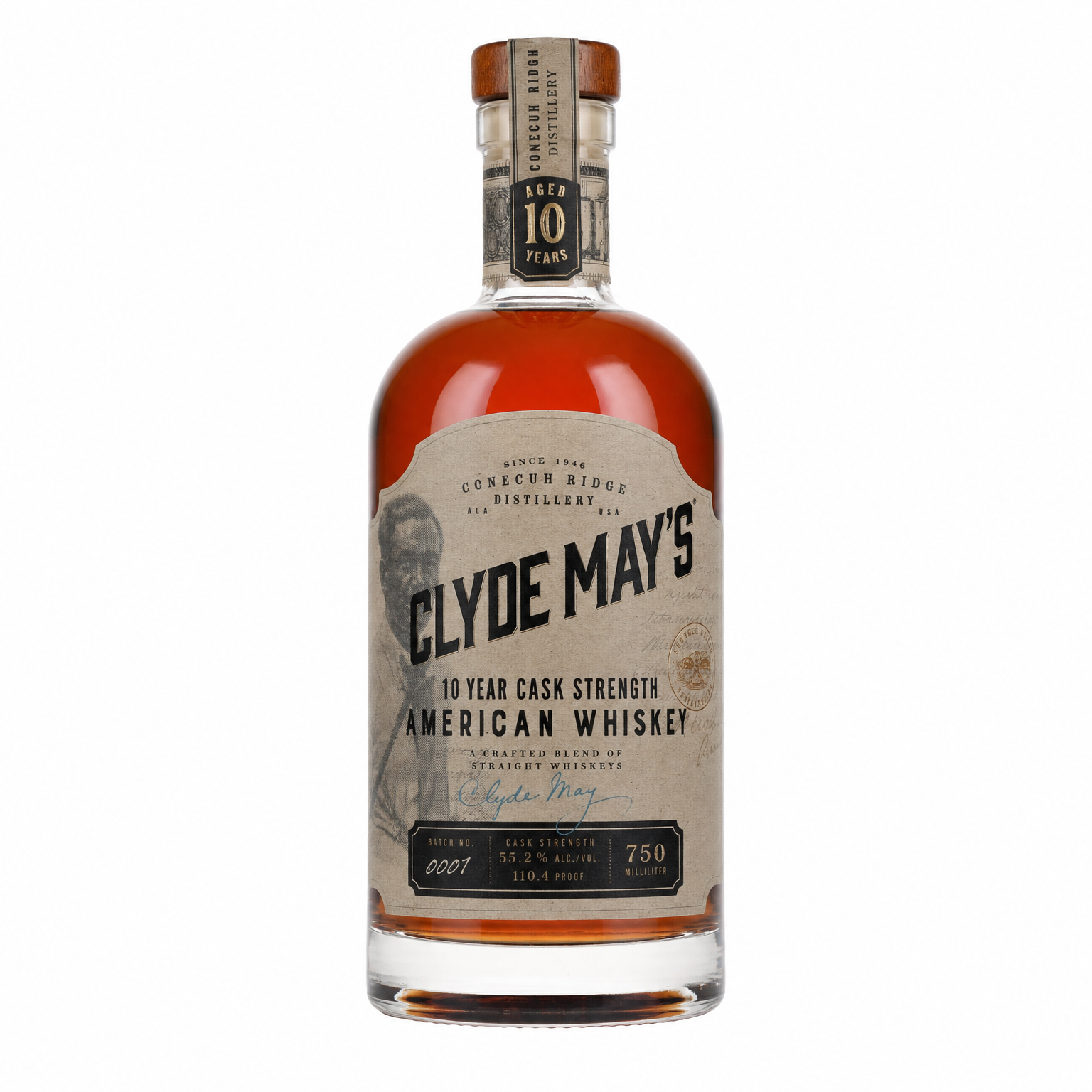 Clyde May's 10 Year Cask Strength Whiskey 750ml
