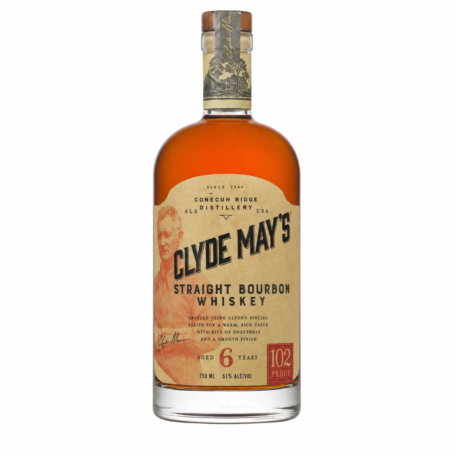 Clyde May's Straight Bourbon Whiskey 6 Year Old 102 Proof 750ml