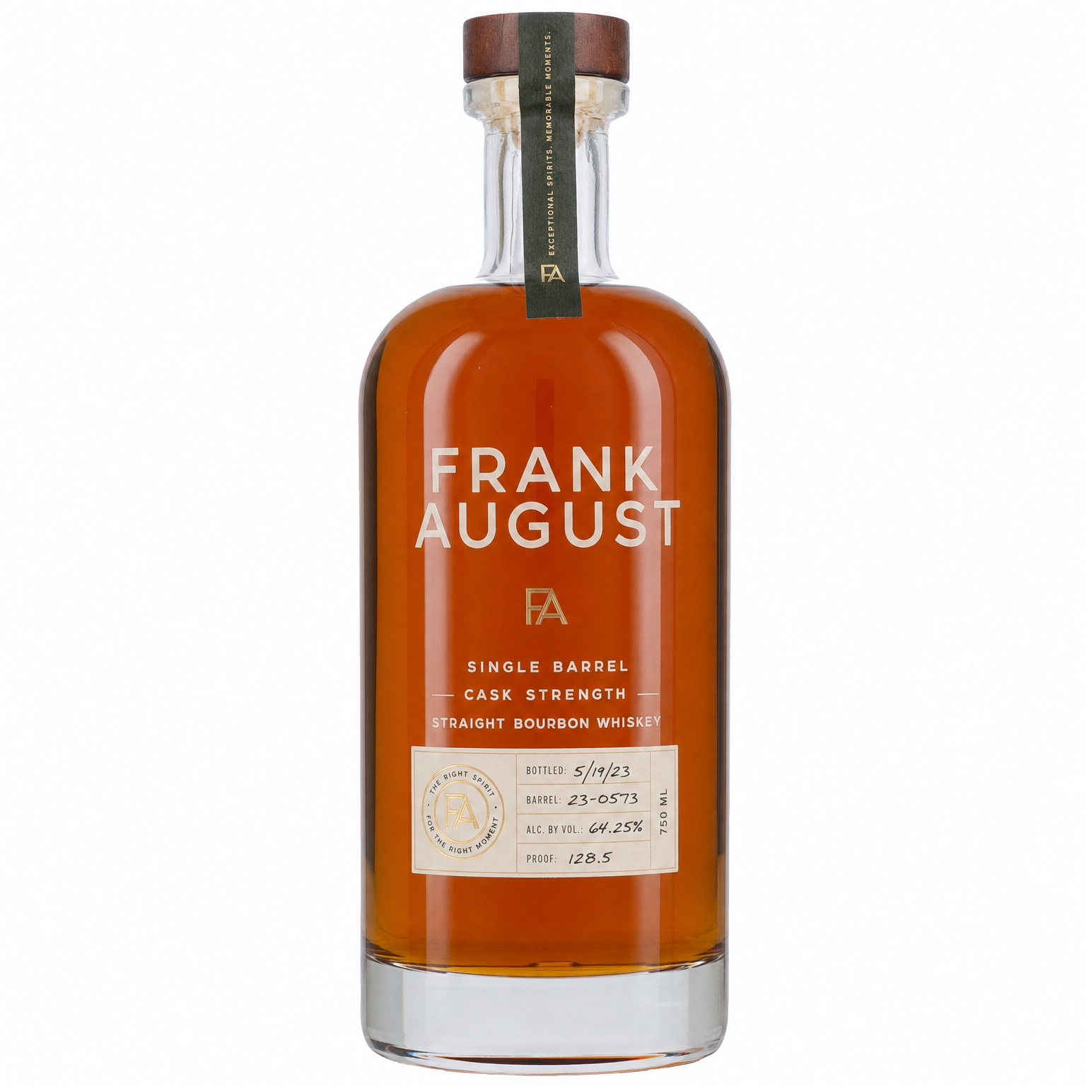 Frank August Single Barrel Cask Strength Straight Bourbon Whiskey 750ml
