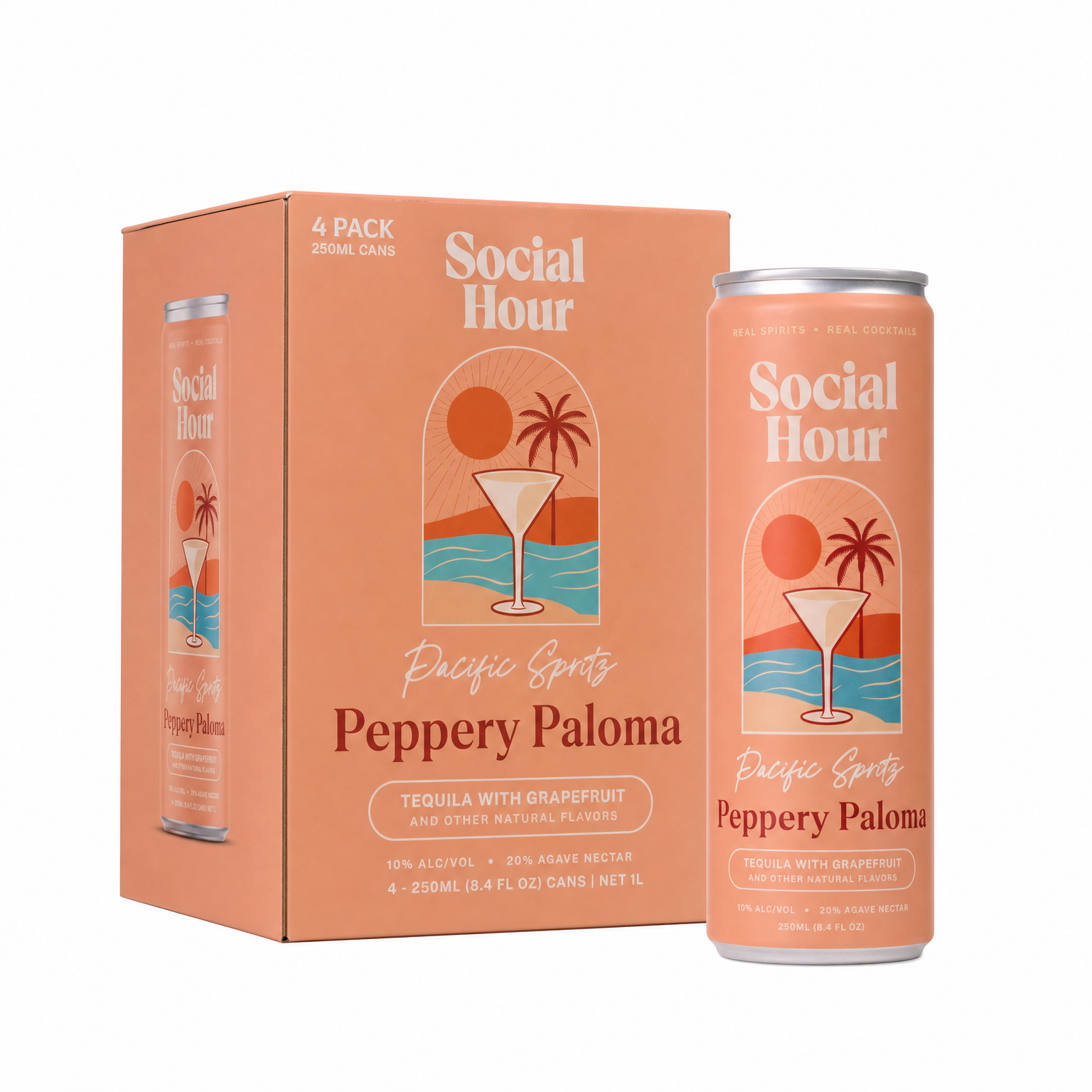 Social Hour Pacific Spritz Peppery Paloma 4pk-250ml Cans