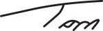 Black cursive signature that appears to spell Tom on a white background.