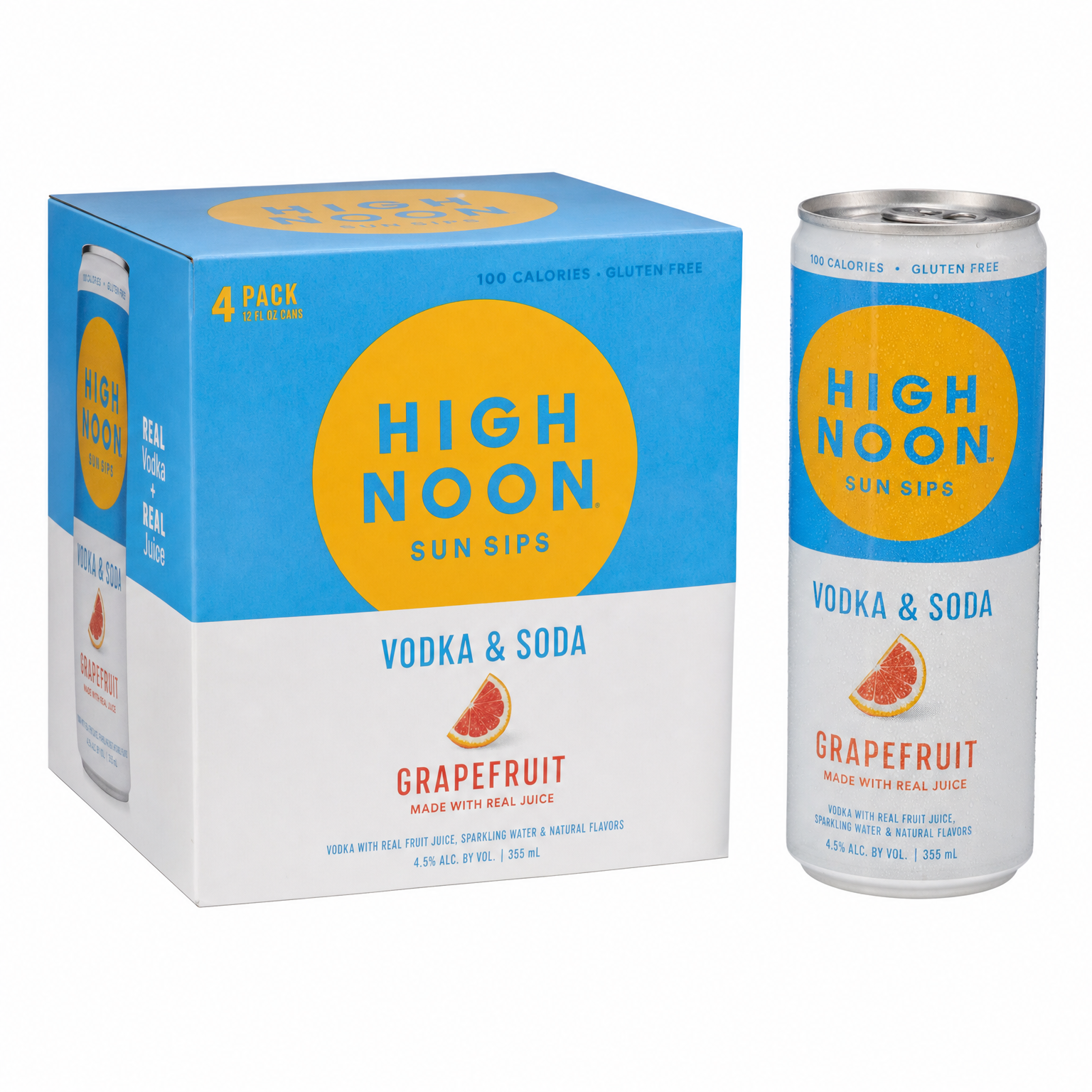 High Noon Grapefruit Vodka & Soda 4Pk 12oz Cans