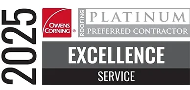 2025 Owens Corning Platimun Preferred Contractor Excellence in Service Award