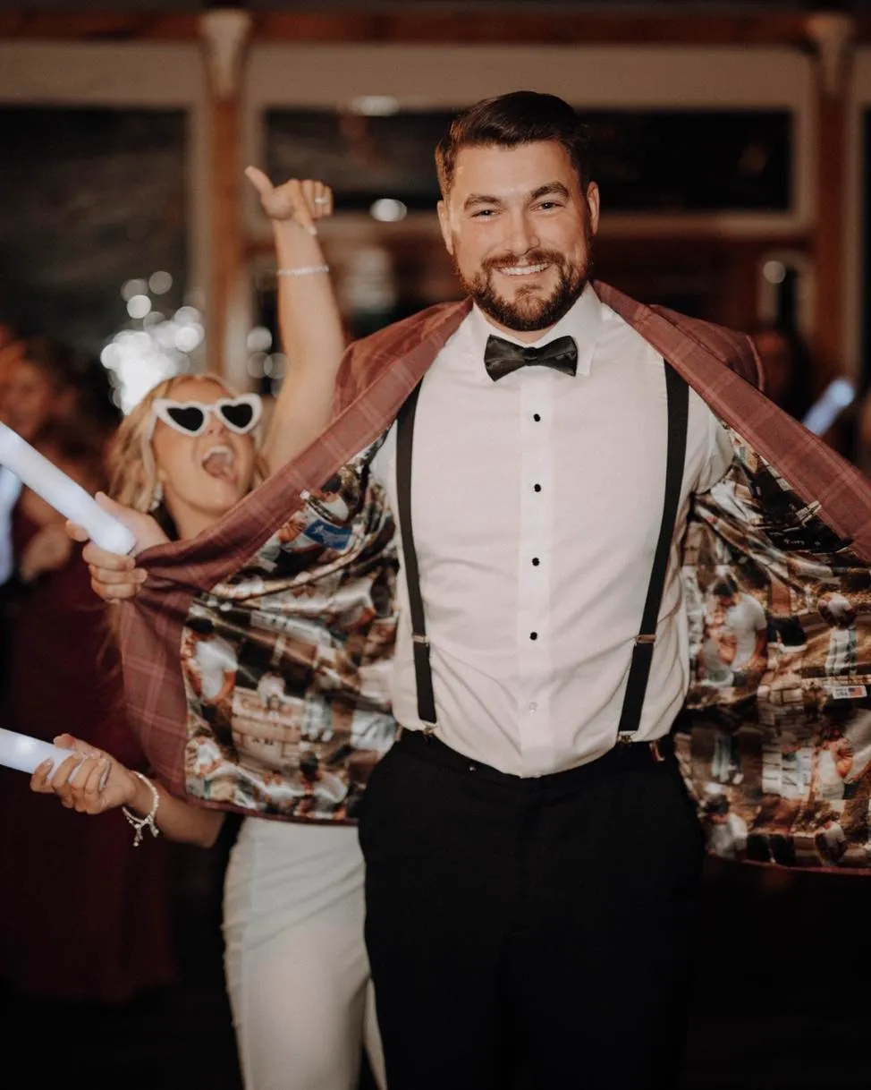 Custom suit with personalized monogram and memorable details