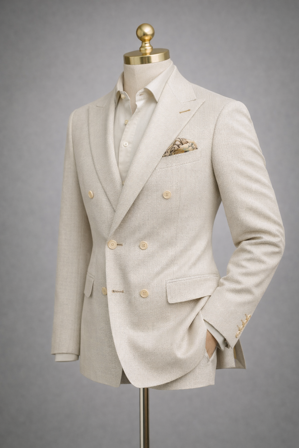 The Amalfi Alabaster Herringbone Suit