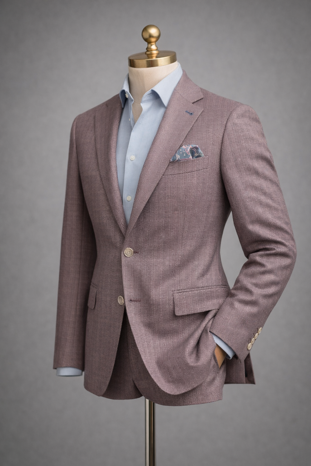 The Amalfi Mauve Herringbone Suit