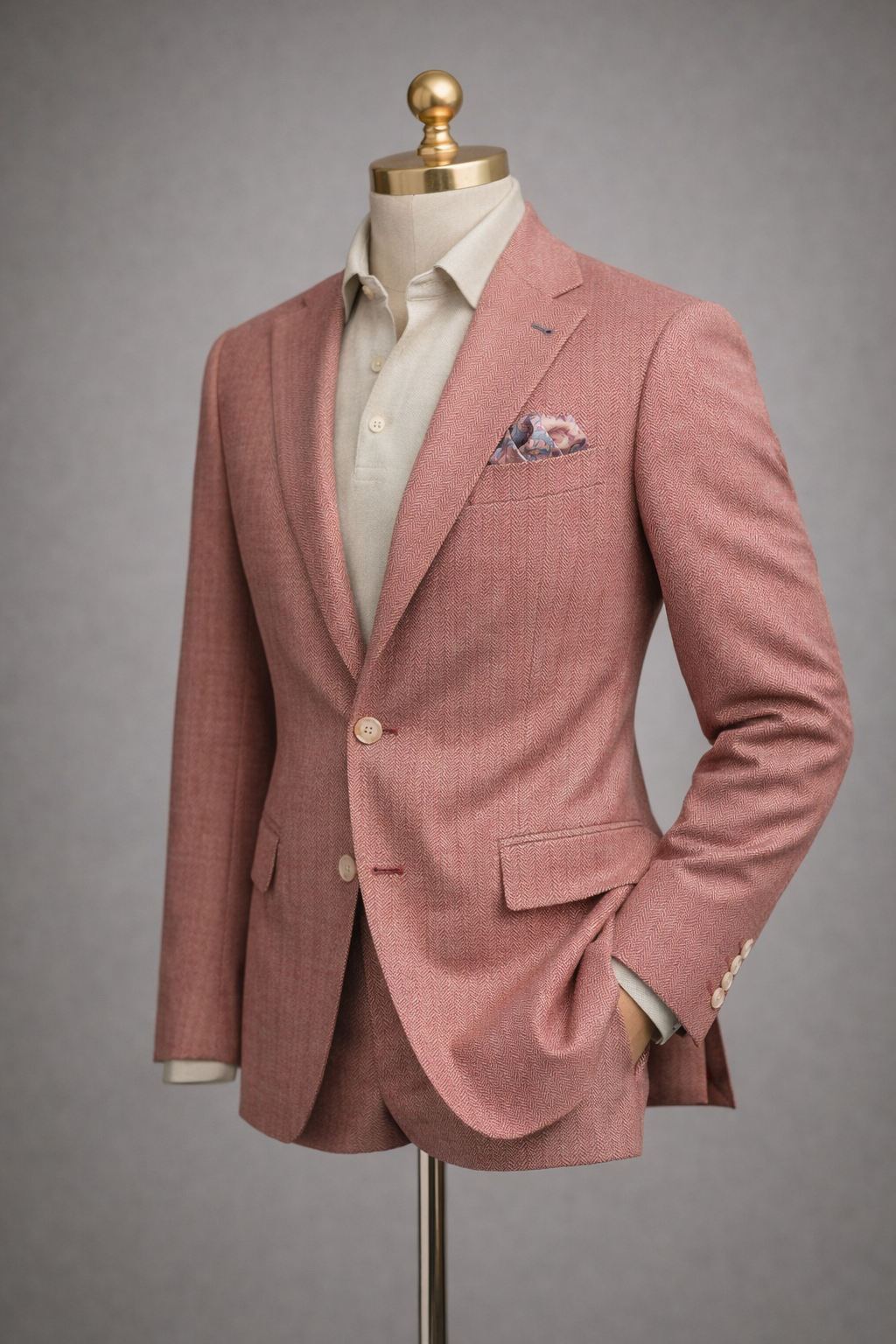 The Amalfi Rosato Herringbone Suit