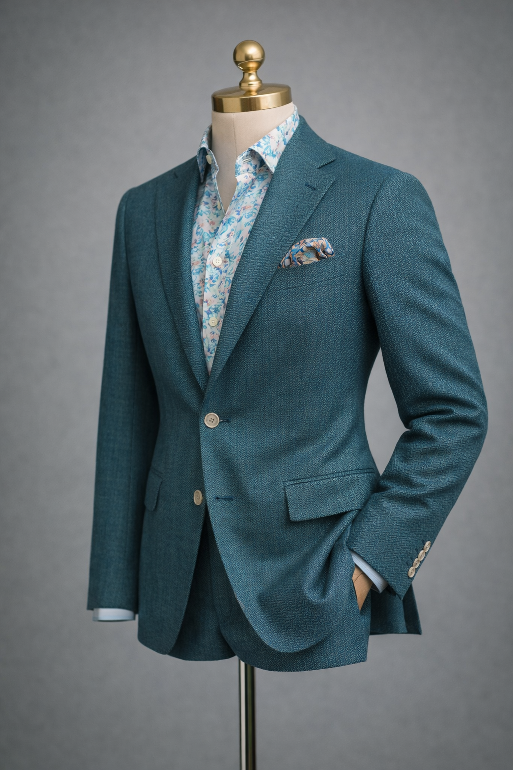 The Amalfi Teal Herringbone Suit