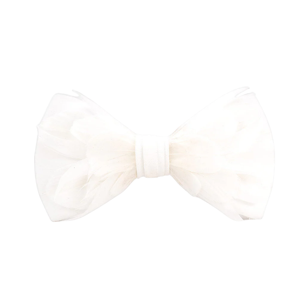 All White Carew Feather Bow Tie