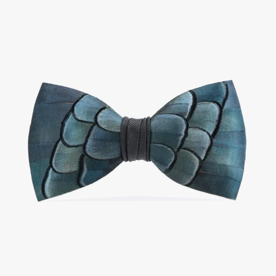 Slate Blue Dunbar Feather Bow Tie