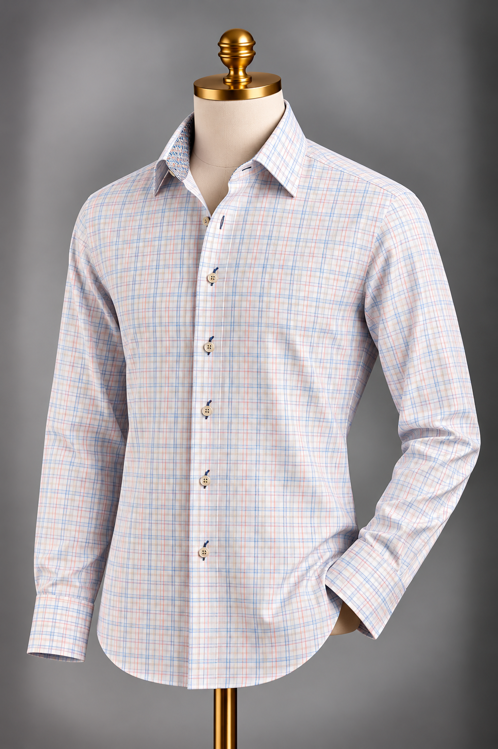 The Blue & Coral Satin-Finish Imported Cotton Shirt