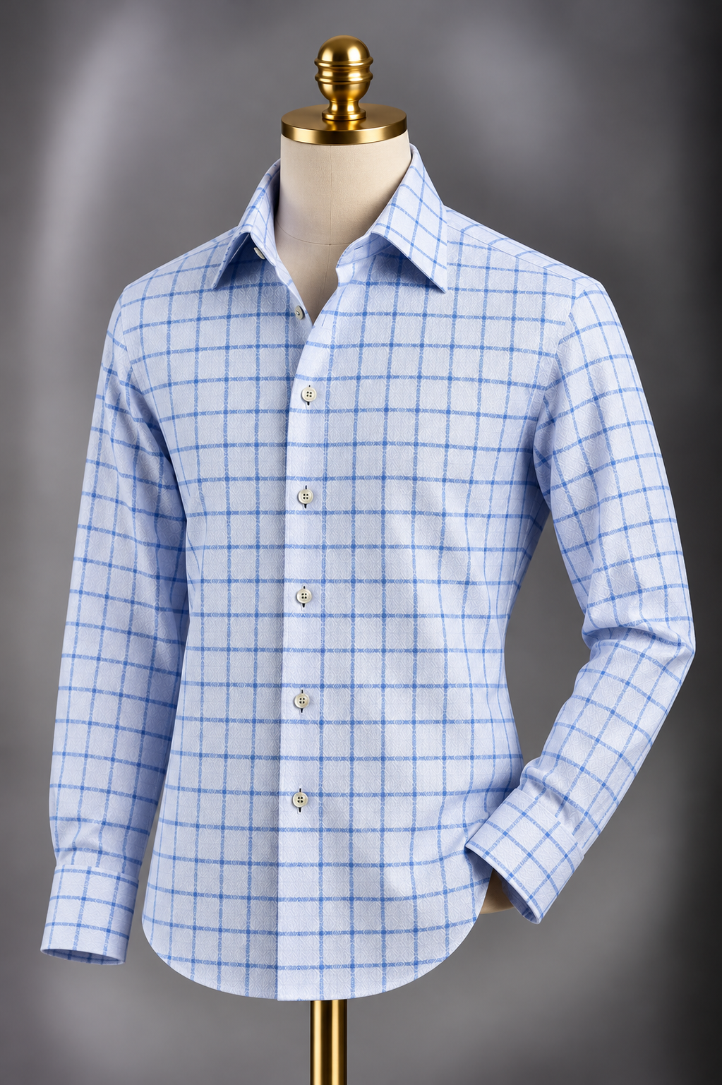 The Blue Jacquard Graph Check Two-Ply Cotton Shirt