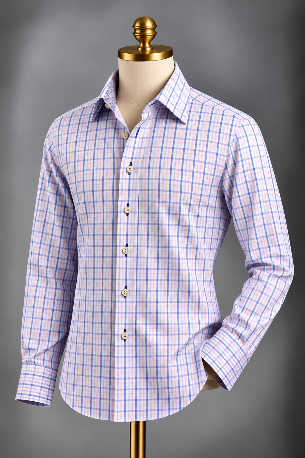 The Blue & Pink Tattersall Two-Ply Imported Cotton Shirt