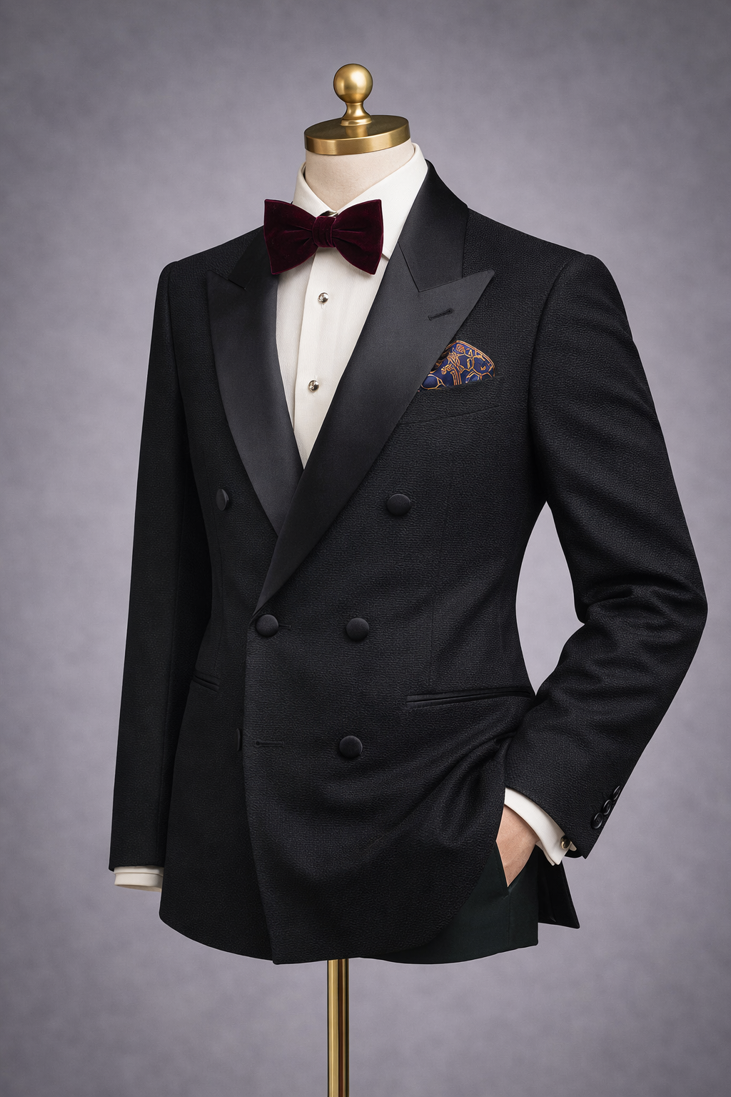 The Gotham Black Double Breasted Peak Tuxedo