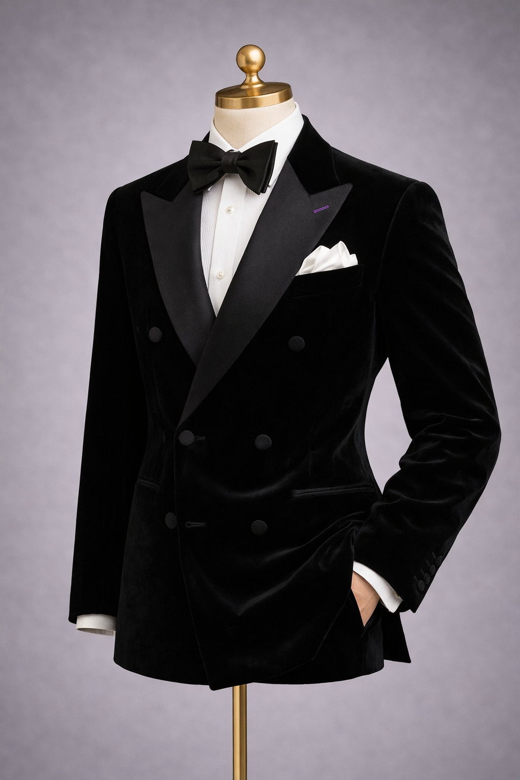 The Imperial Black Double Breasted Velvet Tuxedo