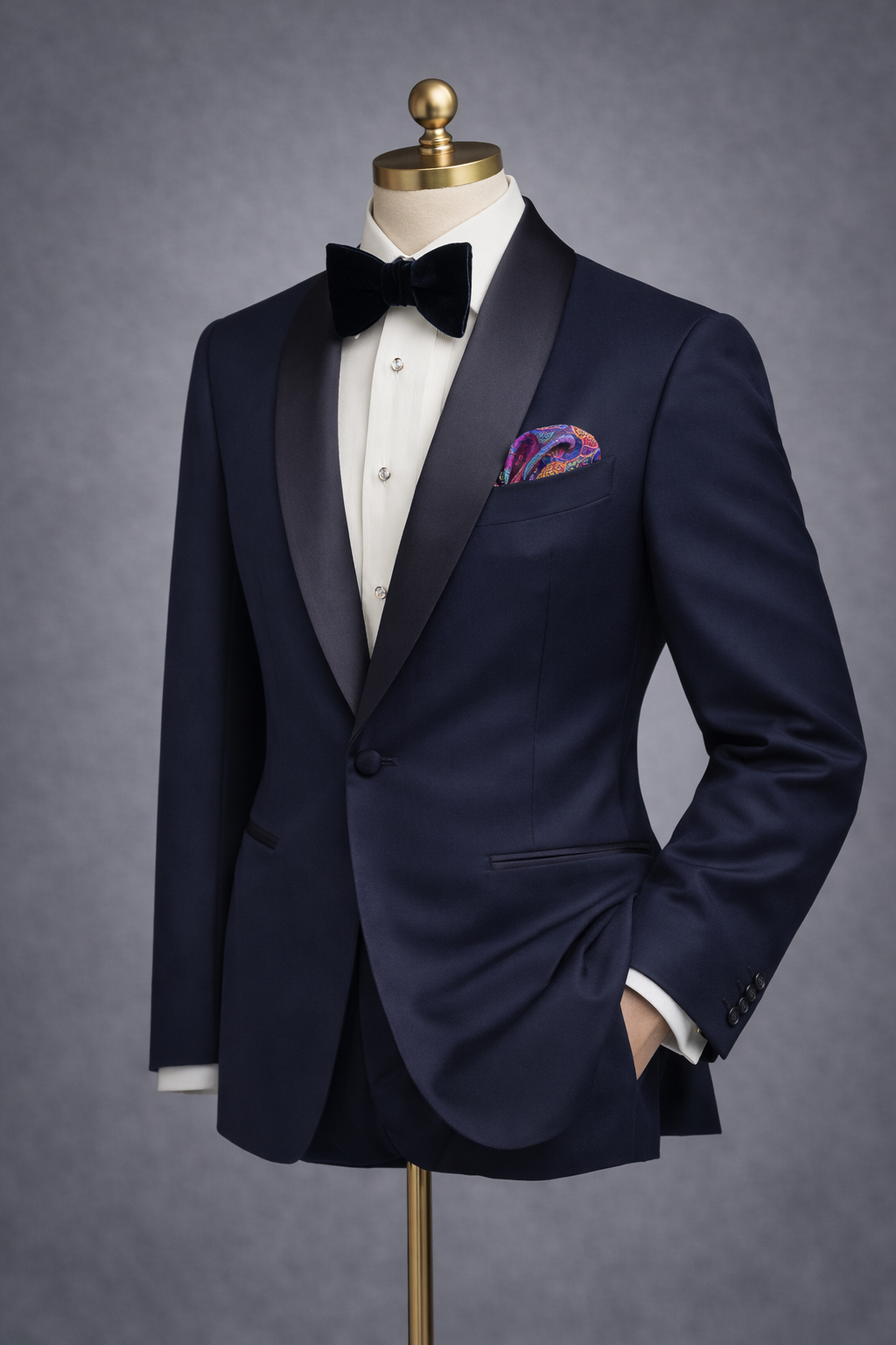 The Navy Regent Satin Shawl Tuxedo